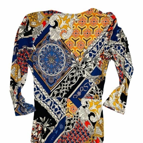 Cameo Y2K Floral Multi Color Bodycon High Low Hem Wrap Dress - Picture 10 of 10